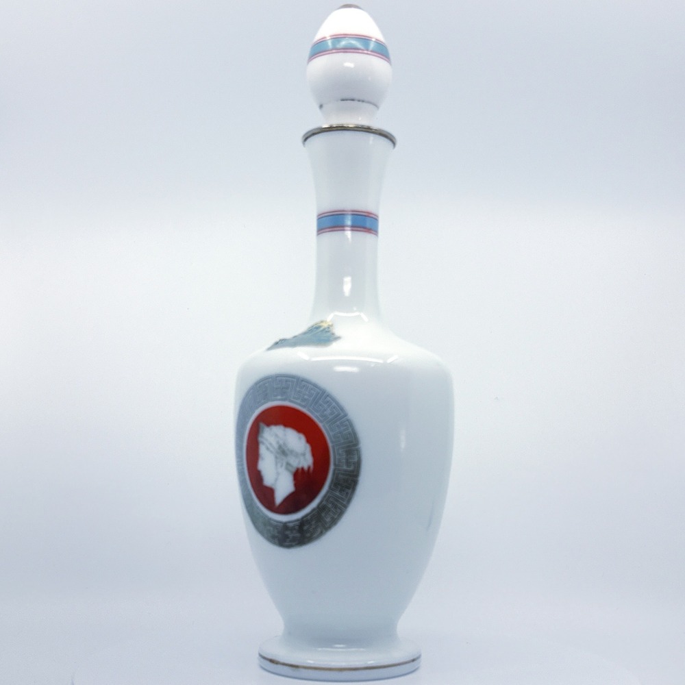 Vintage Grand Marnier Milk Glass Decanter Cuvee Speciale Greco Roman W/ Stopper
